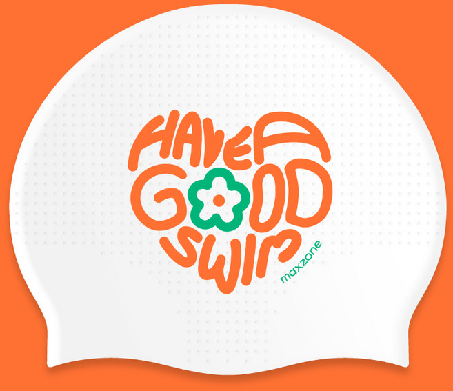 [맥스존] 해버굿스윔 바이오 수모 편한 귀여운 실리콘 엠보 수영모자, 1개, 해버굿스윔_오렌지