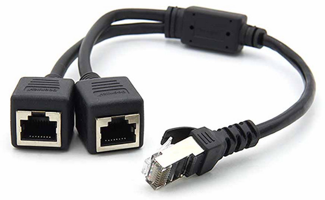 둔지이 커플러 RJ45 FT형 8P8C 분배기 1:2 2분배 STP BT245, Black, 1개