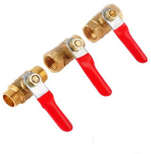 황동 미니 차단 암에서 흐름 제어 피팅 나사 밸브 배관 공기 BSP 인치 오일, 3/8, Male Male, 1개