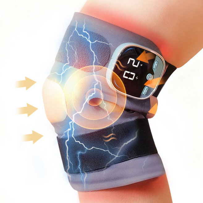 저주파 온열 무릎 마사지기 EMS 저주파 무릎안마기 미세전류 무릎 보호대 한글 음성 안내 5가지 미세전류 모드 9단계 강도조절 3단 온열, 블루