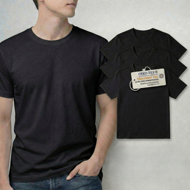 와우코지 남녀공용 무지 면 반팔티 3장 - 30수 순면 라운드넥 단체 교복용 오코텍스 인증