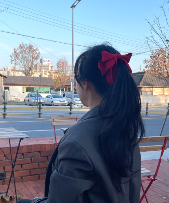 오성상회 [당일무배] 볼륨 리본 골지 바나나핀 포니테일 반묶음 헤어 집게핀 5컬러