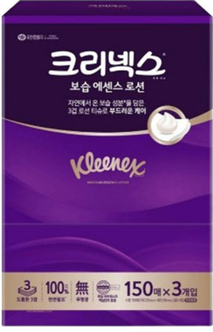 유한킴벌리 크리넥스 보습에센스 로션티슈 150매, 3개입, 1개