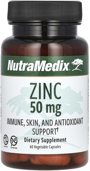단백질 비타민 철분 마그내슘 칼슘 NutraMedix 아연 면역력 강화 피부 및 항산화 지원 50mg 베지 캡슐 60정 고루고루섭취해주세요, NutraMedix아연면역력강화피부및항산화지원50mg베, 1개 - 쿠팡