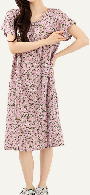 시크나인 아사면 꽃무늬 원피스 잠옷 여름 홈웨어 나시 반팔