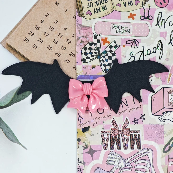 다채로운 귀여운 리본 시리즈 박쥐 날개 3D 헤어 클립 다크 펑크 코스프레 슈퍼 요정 헤어 액세서리 로리타