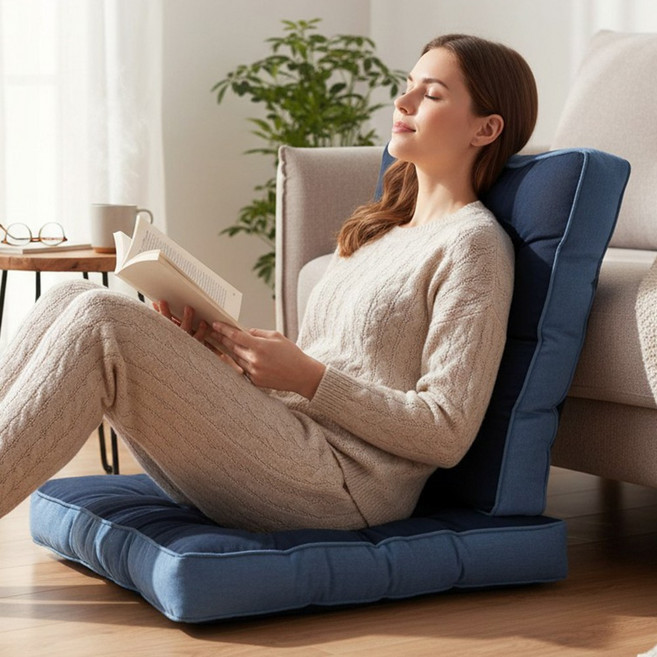 55x55 대형방석 투톤라인 쿠션 쇼파 사무실 식탁 좌식 의자 쿠션 4컬러방석 (네이비 스카이 핑크 그레이)