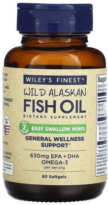 Wiley's Finest 자연산 알래스카 피쉬 오일 삼키기 쉬운 미니 소프트젤 60정, WileysFinest자연산알래스카피쉬오일삼키기쉬운미니, 1개 - 쿠팡