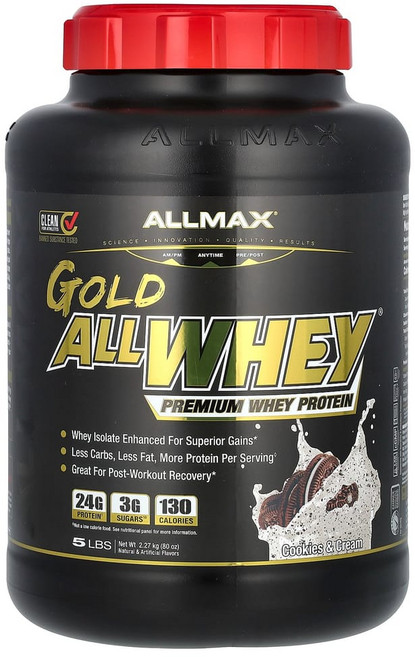 올맥스뉴트리션 Gold AllWhey 프리미엄 유청 단백질 쿠키 앤 크림 맛 2.27kg, 1개