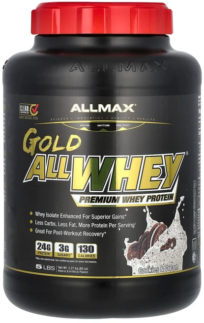 올맥스뉴트리션 Gold AllWhey 프리미엄 유청 단백질 쿠키 앤 크림 맛 2.27kg, 1개 - 쿠팡