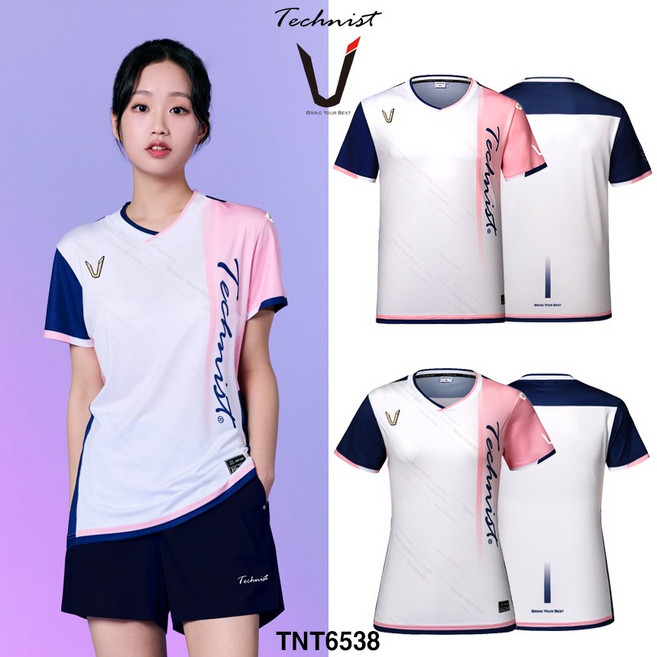 테크니스트 배드민턴 티셔츠 반팔 상의 화이트 핑크 네이비 TNT6538 남성 여성