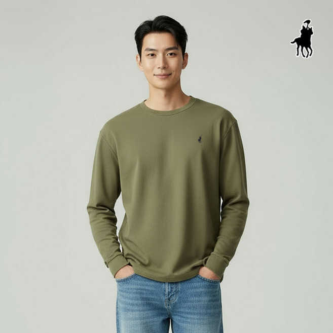 빅히트 패션 남성 특양면 라운드 긴팔 티셔츠 소프트