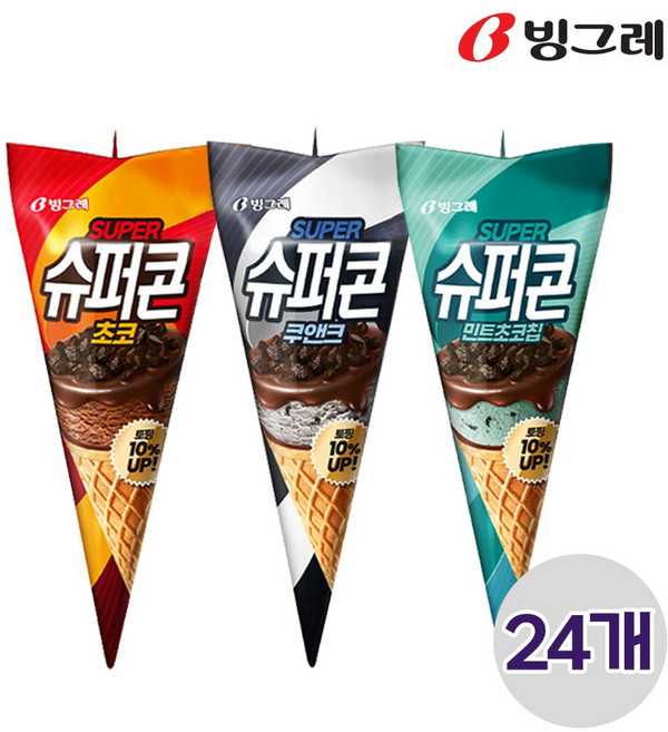 빙그레 슈퍼콘 (민트초코8 초코8 쿠앤크8), 24개, 150ml