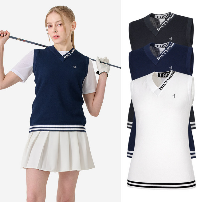 빌트모아 여성 골프웨어 스카시 브이넥 베스트 레이어드 조끼