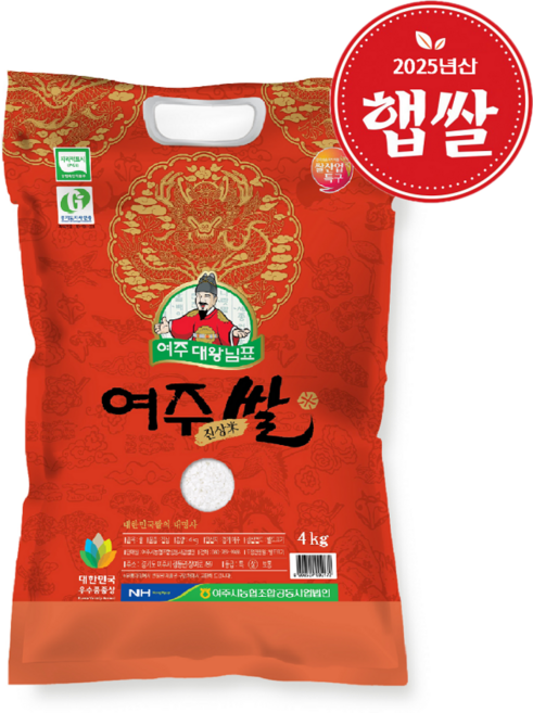 25년 햅쌀 대왕님 여주쌀(진상미) 4kg, 상등급, 1개