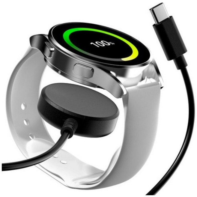 구스페리 삼성 갤럭시워치 호환 무선 충전기 C타입 충전케이블 충전독, 블랙, 1개