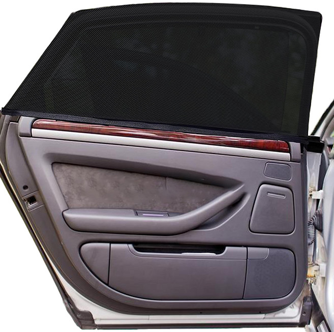 AYOUOK 차량용 자동차 커튼 운전석 창문 차량 햇빛가리개 창문형 방충망 커튼 앞창문 2개+뒷 창문 2개 X-ZYZQH004, 4개, 블랙