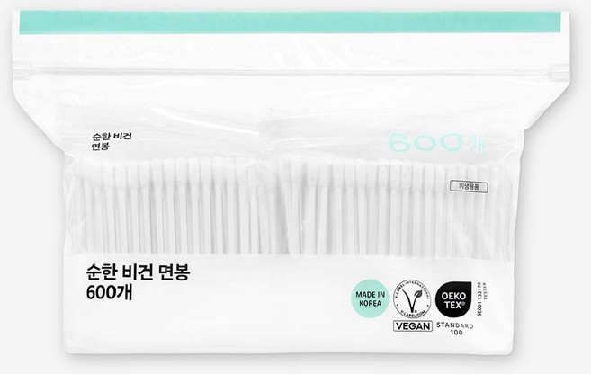 올리브영 순한 비건 면봉 600P, 화이트