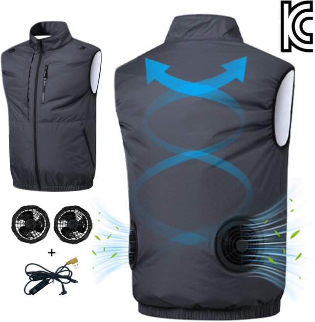 [KC인증] 강력 냉풍 아이스 선풍기 조끼 / 쿨링 에어컨 작업복 (등산/낚시/야외용)