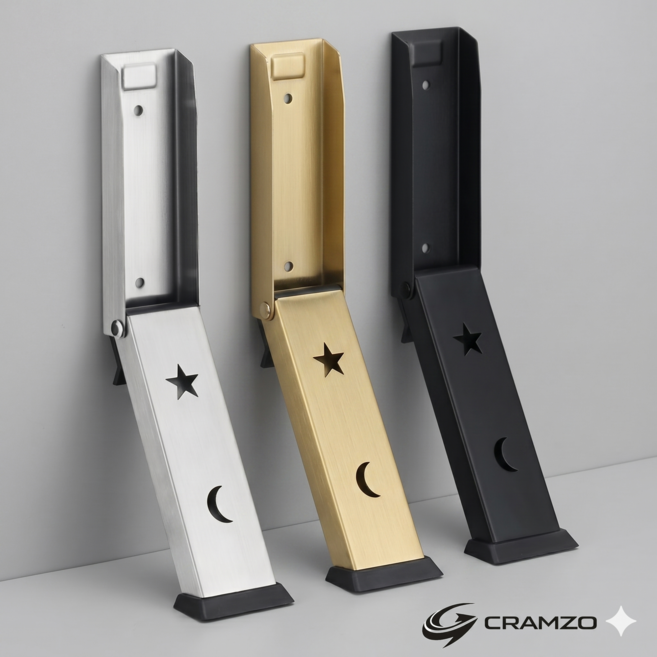 크램조 무타공 고급 인테리어 현관문 도어스토퍼, 블랙, 1개