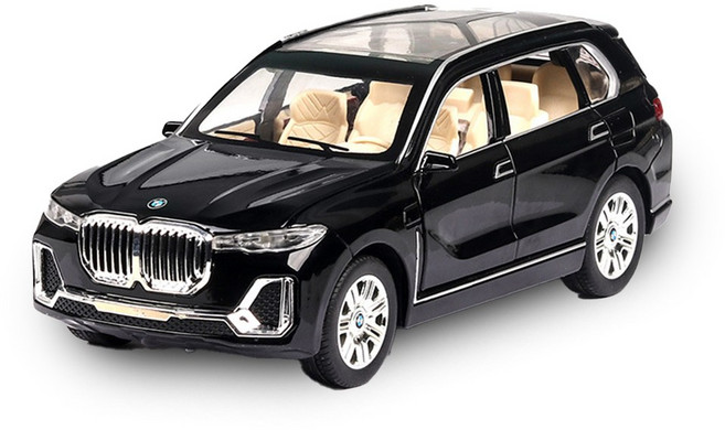 다이캐스트 금속 1:24 BMW X7 럭셔리 SUV 합금 풀백 모형 자동차 독일 비엠, 1개, 03_블랙