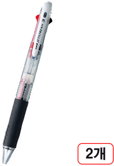 제트스트림 3색볼펜(SXE3-400/0.38mm), 2개, 투명