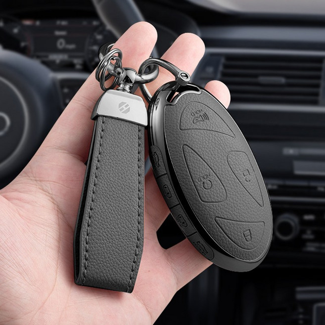 HAKO 소프트 가죽TPU 차키케이스+키홀더 (현대8버튼호환) 아이오닉9, H-11, 그레이