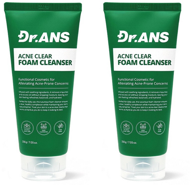 [특가혜택]닥터안스 피디알엔 아크네 폼 클렌저 여드름 피부 전용 트러블 진정, 2개, 200g