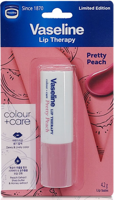 바세린 립 테라피 컬러 앤 케어 프리티피치, 4.2g, 1개