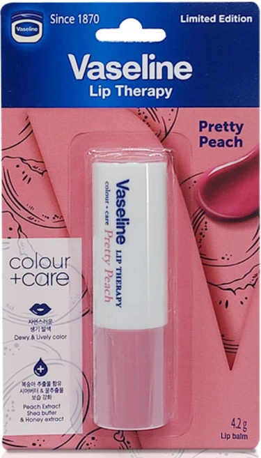 바세린 립 테라피 컬러 앤 케어 프리티피치, 4.2g, 1개 - 쿠팡