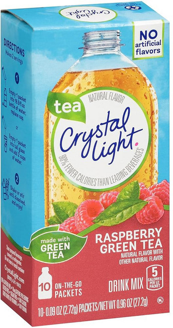 크리스탈 라이트 온 더 고 그린 티 라즈베리 카운트 박스 10개 6팩, 1개