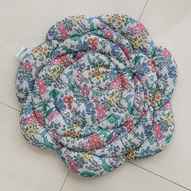 푹신한방석 퀼트방석 논슬립 그레이 장미 퀼팅 플라워 포인트 50X50cm
