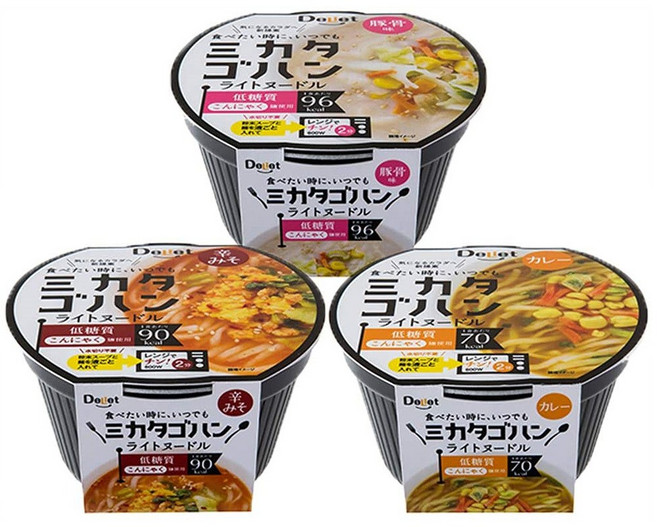 DeLiet 델릿 곤약라면 저칼로리라면 3종세트 돈코츠 카라미소 카레