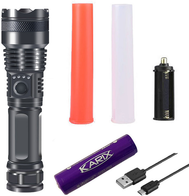 충전식 후레쉬 줌 랜턴 손전등 써치 라이트 CL-P3700z 경광봉 작업등, CL-P3700z+(2600)PURPLE, 1개