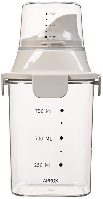 윈라이트 강아지 고양이 밀폐 사료 보관통 소분통 계량컵, 1개, 1L, 투명