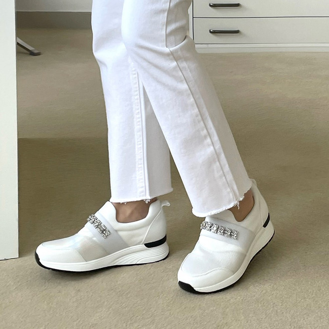 블링 큐빅 소가죽 푹신한 밴딩 슬립온 6cm