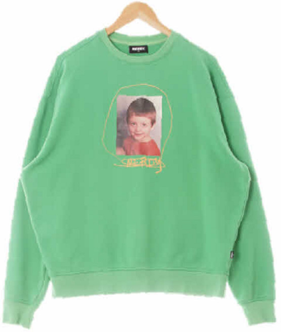 4154 널디 플레임그린 프린팅 면혼방 베이비레터링박시맨투맨 [M]