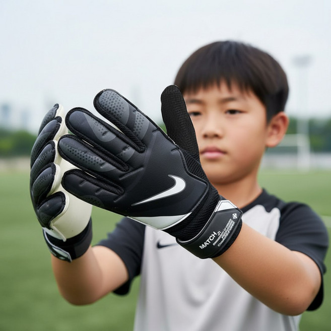 나이키 골키퍼장갑 유소년 매치 GK 축구 글러브 라텍스 주니어 키즈 아동 어린이 장갑 초등 중등, 블랙, 1개