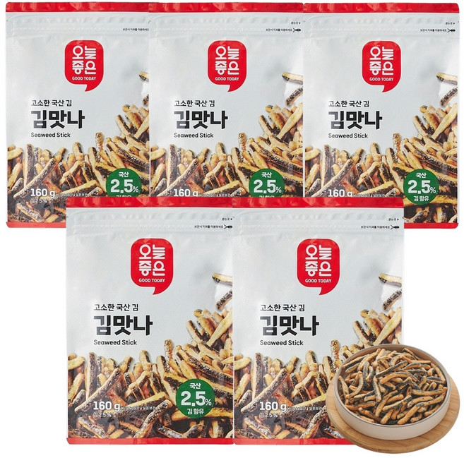 오늘좋은 고소한 국산김 김맛나 160g, 5개