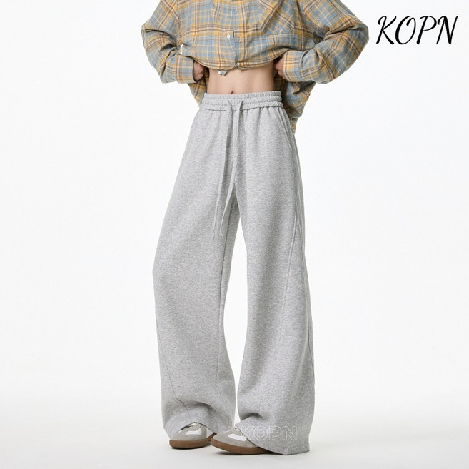 KOPN 아메리칸 그레이 커팅 슬랙스 남성 봄 와이드 밀리언톤급 힙합 비보이 팬츠 남성 캐주얼 팬츠
