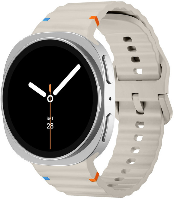 밴드톡 갤럭시워치8 호환 40/44/46mm 실리콘 스포츠 밴드 컬러풀한 스티치 스트랩, 스타라이트