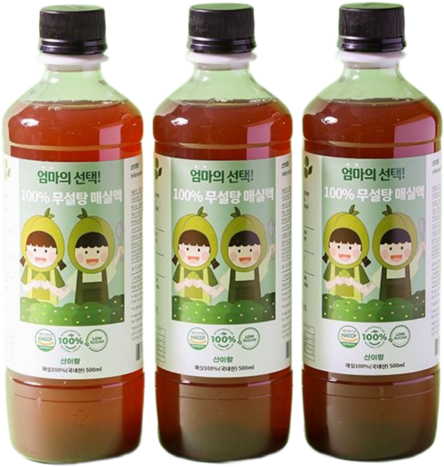 산이랑 무설탕 매실청 백프로 매실원액, 1개, 500ml