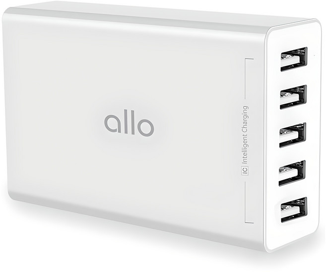 알로코리아 USB 5포트 2.4A 스마트 멀티 고속 충전기 UC401S, 화이트, 1개