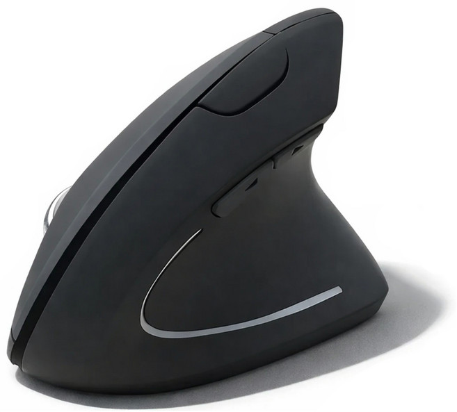 Monsik 몽식 충전식 무소음 무선 인체공학 버티컬 마우스, 블랙