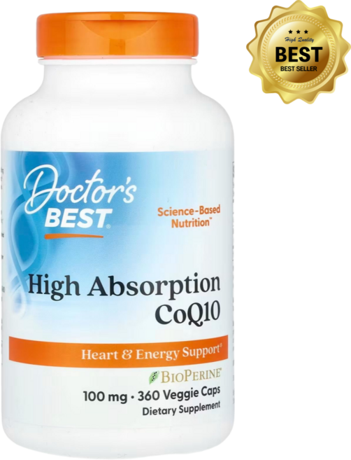 닥터스베스트 유비퀴논 고흡수 CoQ10 바이오페린 함유 100mg 베지 캡슐 360정 흑후추추출물 / 해외직구 미국정품, 1개