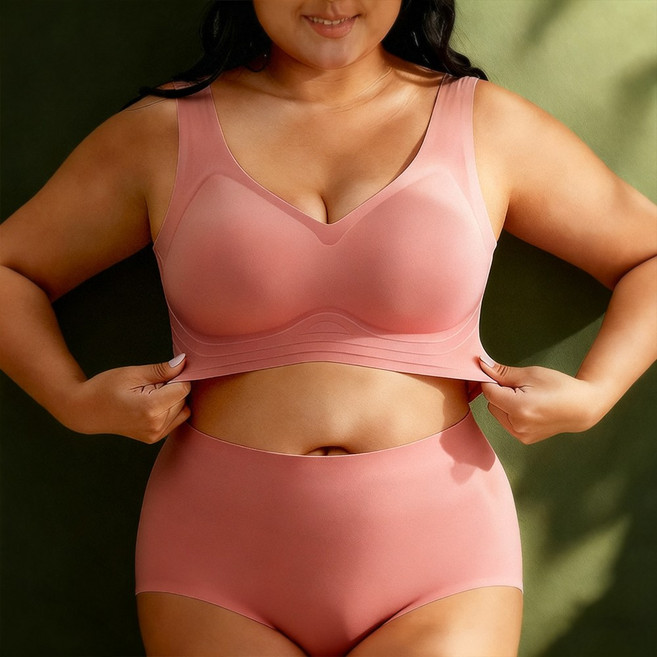 빅사이즈 심리스 브라 팬티 속옷 세트 120kg까지 밸런핏