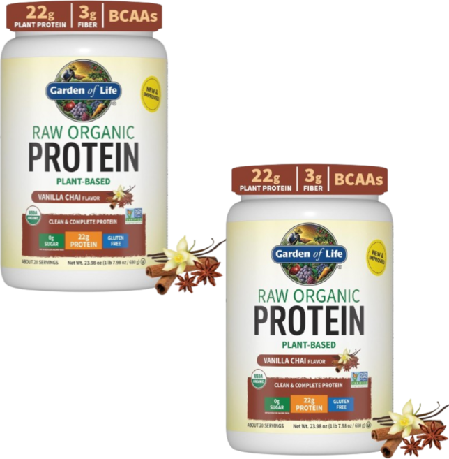 [Garden of Life] 로우 오가닉 프로틴 파우더 바닐라 차이 560 g 2 SET, 560g