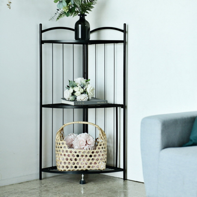 피앤케이 원터치 폴딩 접이식 선반 (3단 / 4단 / 5단 /) 코너선반, 접이식 코너선반, 3단