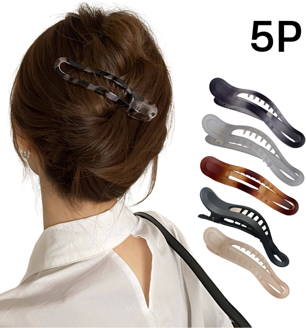 글로윅 뒤통수 눌림 없는 올림머리 반묶음 헤어집게 대형 롱 헤어핀 집게핀 5P세트