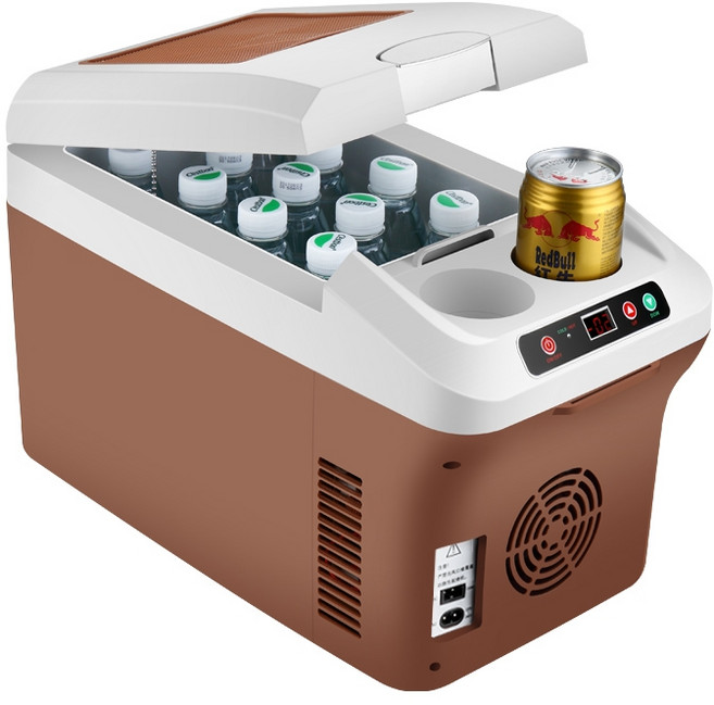 차량용 냉장고 소형 대형 트럭 겸용 12V 24V 차량 집 냉장 냉동 보온 보냉, 12L 갈색 LCD 수평